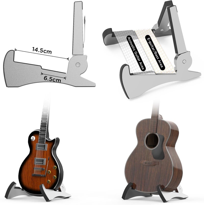 DIDA Portable Travel Guitar Stand, Lightweight Stable A- Frame Plastic Guitar Stand Holder for Acoustic, Electric Guitars, Ukulele, Foldable Guitar Stand Floor, Single Guitar Holder (Silver) - Image 4